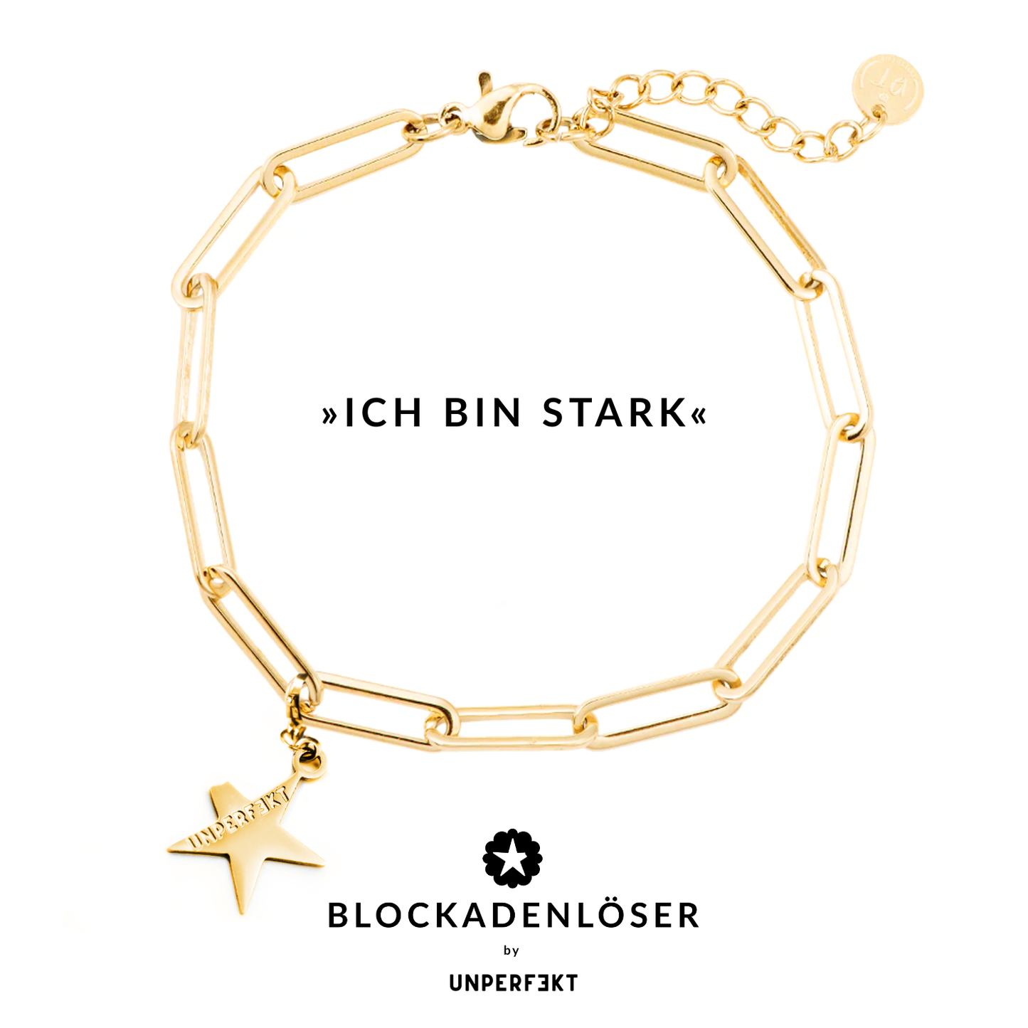 »Ich bin stark« Blockadenlöser-Armband in Gold inkl. abgebrochenem Stern