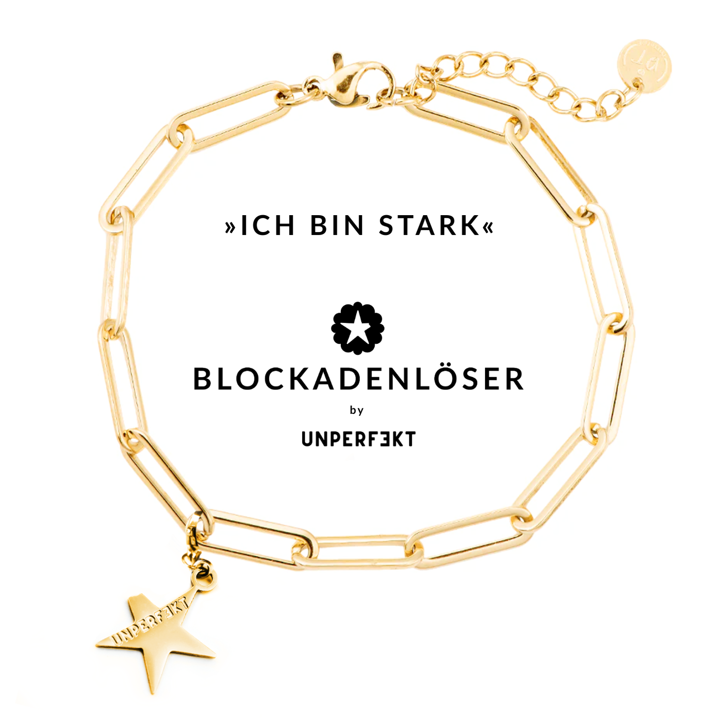 »Ich bin stark« Blockadenlöser-Armband in Gold inkl. abgebrochenem Stern