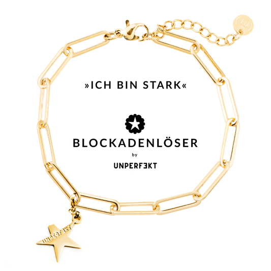 »Ich bin stark« Blockadenlöser-Armband in Gold inkl. abgebrochenem Stern