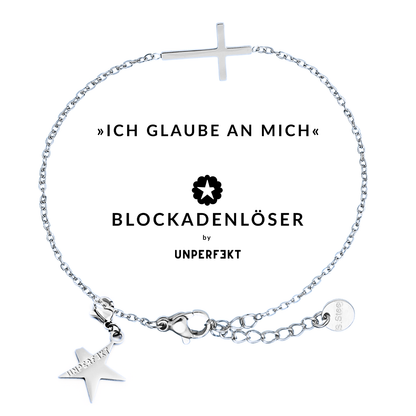»Ich glaube an mich« Blockadenlöser-Armband mit Kreuz und abgebrochenem Stern