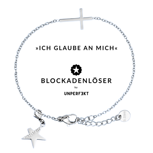 »Ich glaube an mich« Blockadenlöser-Armband mit Kreuz und abgebrochenem Stern