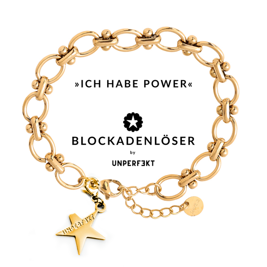 »Ich habe Power« 14 Karat vergoldetes Blockadenlöser-Armband mit abgebrochenem Stern