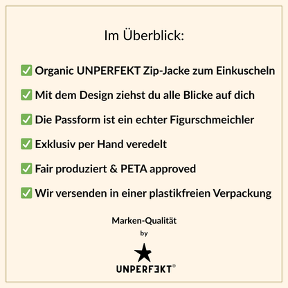 Organic Unisex Zip-Jacke »Unperfekt Neon Edition« hochwertig bedruckt und bestickt