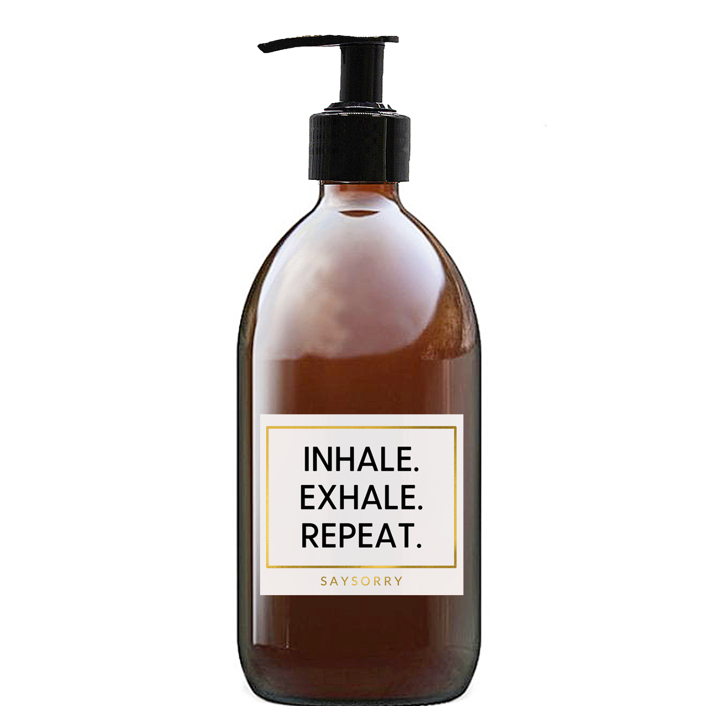 Sandelholz Handseife »Inhale. Exhale. Repeat.« in nachfüllbarer Glasflasche