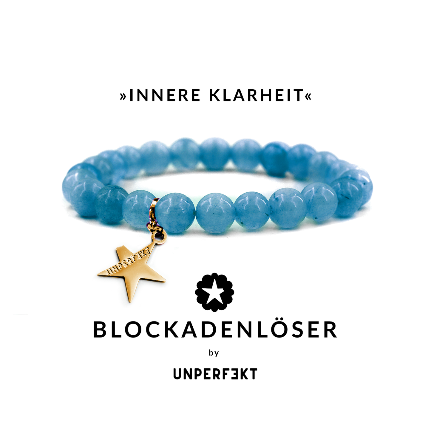 »Innere Klarheit« Blockadenlöser-Armband aus echten Apatit-Perlen inkl. abgebrochenem Stern