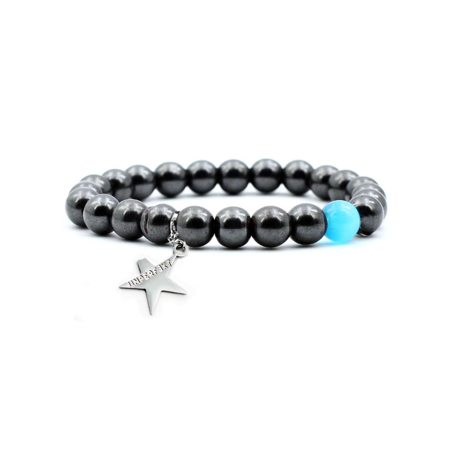 Körperliebe Armband aus echtem Onyx mit Opal-Perle inkl. Stern-Charm