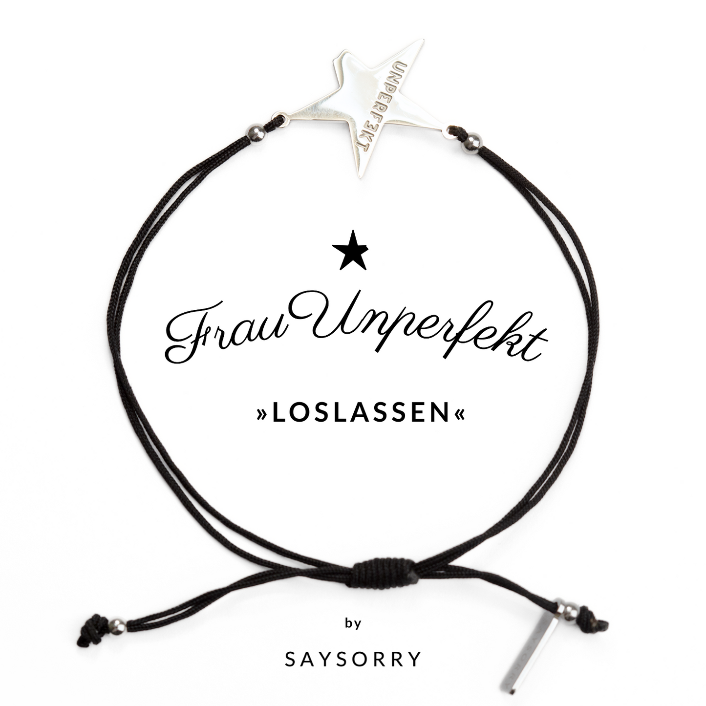 Armband »Loslassen« in schwarz mit abgebrochenem Stern
