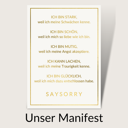 Edle Postkarte »Manifest: Anleitung zum Unperfektsein« in Gold auf Künstlerkarton