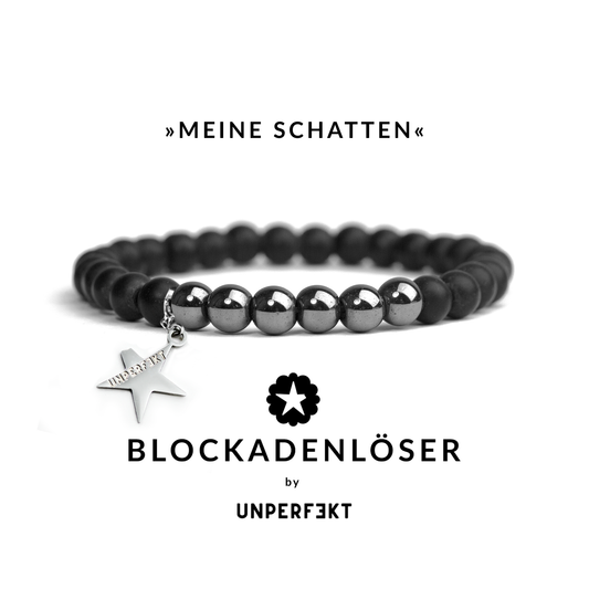 »Meine Schatten« Blockadenlöser-Armband aus Hämatit und Onyx inkl. abgebrochenem Stern
