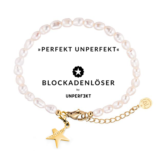 »Ich bin perfekt unperfekt« Blockadenlöser-Armband aus echten Süßwasserperlen und abgebrochenem Stern