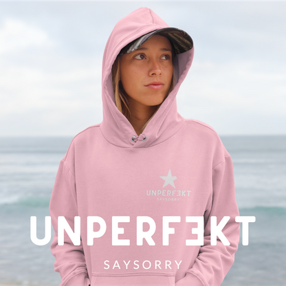 100% Organic unisex Hoodie »Unperfekt Pastell Pink & Blue« vorne bestickt hinten bedruckt
