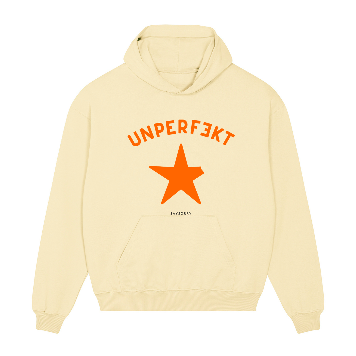 Heavy Raw Cotton Hoodie 100% Organic Unisex »UNPERFEKT orange«