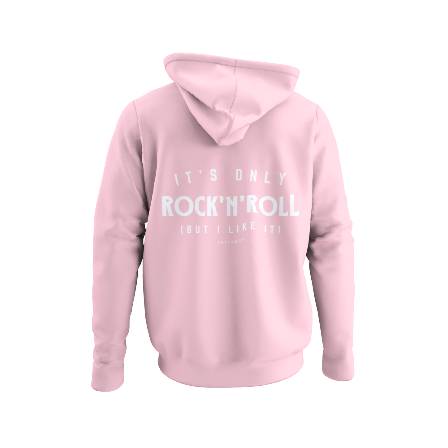 Organic unisex Hoodie in vielen Farben »It’s Only Rock’n’Roll (but I like it)« vorne bestickt & hinten bedruckt