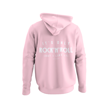 Organic unisex Hoodie in vielen Farben »It’s Only Rock’n’Roll (but I like it)« vorne bestickt & hinten bedruckt