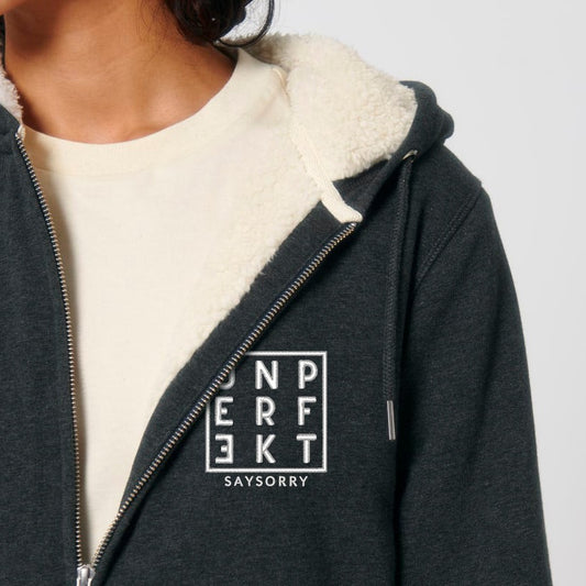 Premium Oversize Neon-Edition gefütterte unisex Kuschel-Zip-Jacke »unperfekt« hochwertig bedruckt und bestickt