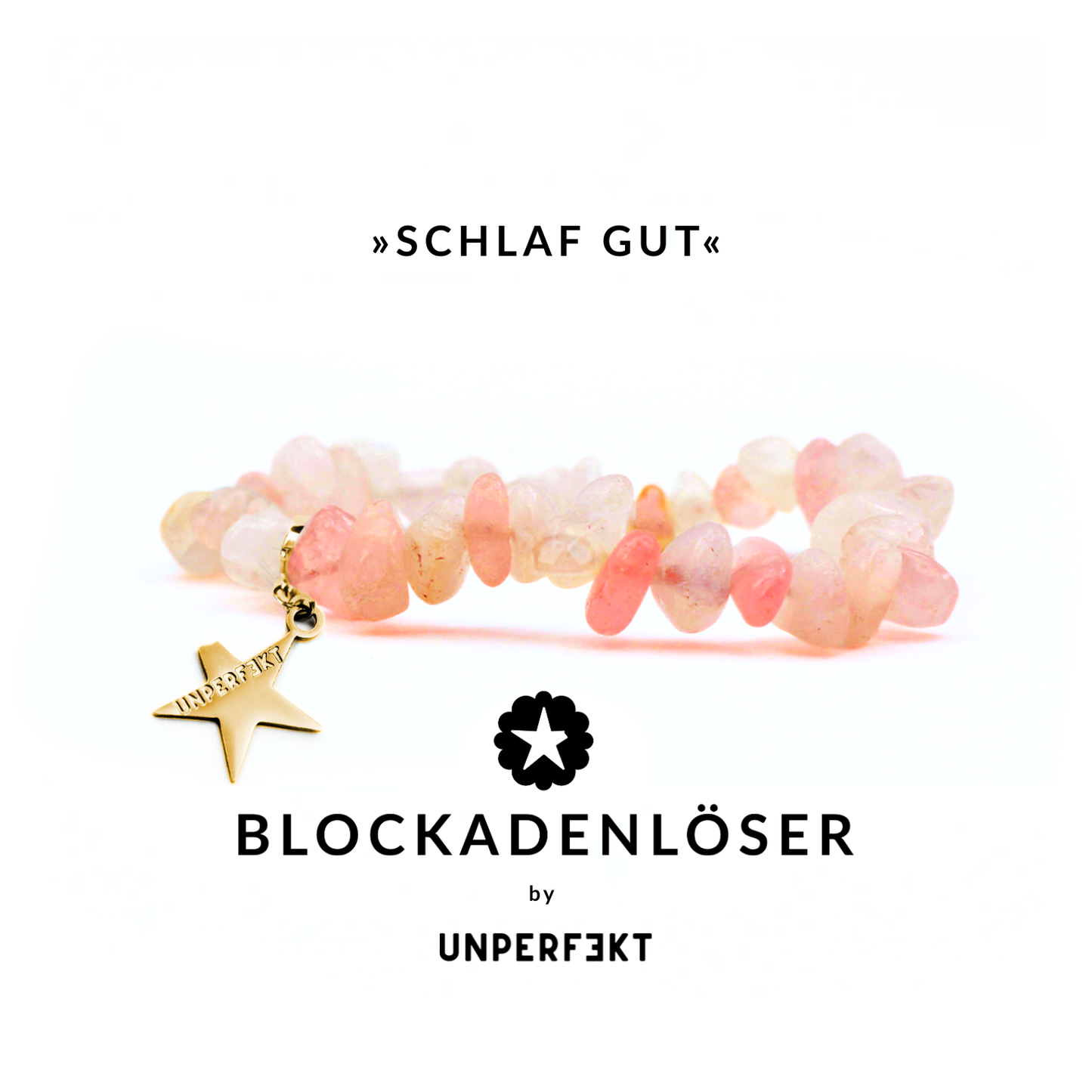 »Schlaf gut« Blockadenlöser-Armband aus natürlichem Rosenquarz inkl. abgebrochenem Stern