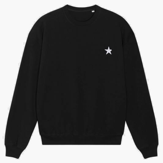 100% Organic Sweater in black »The Broken Star« hochwertig bestickt