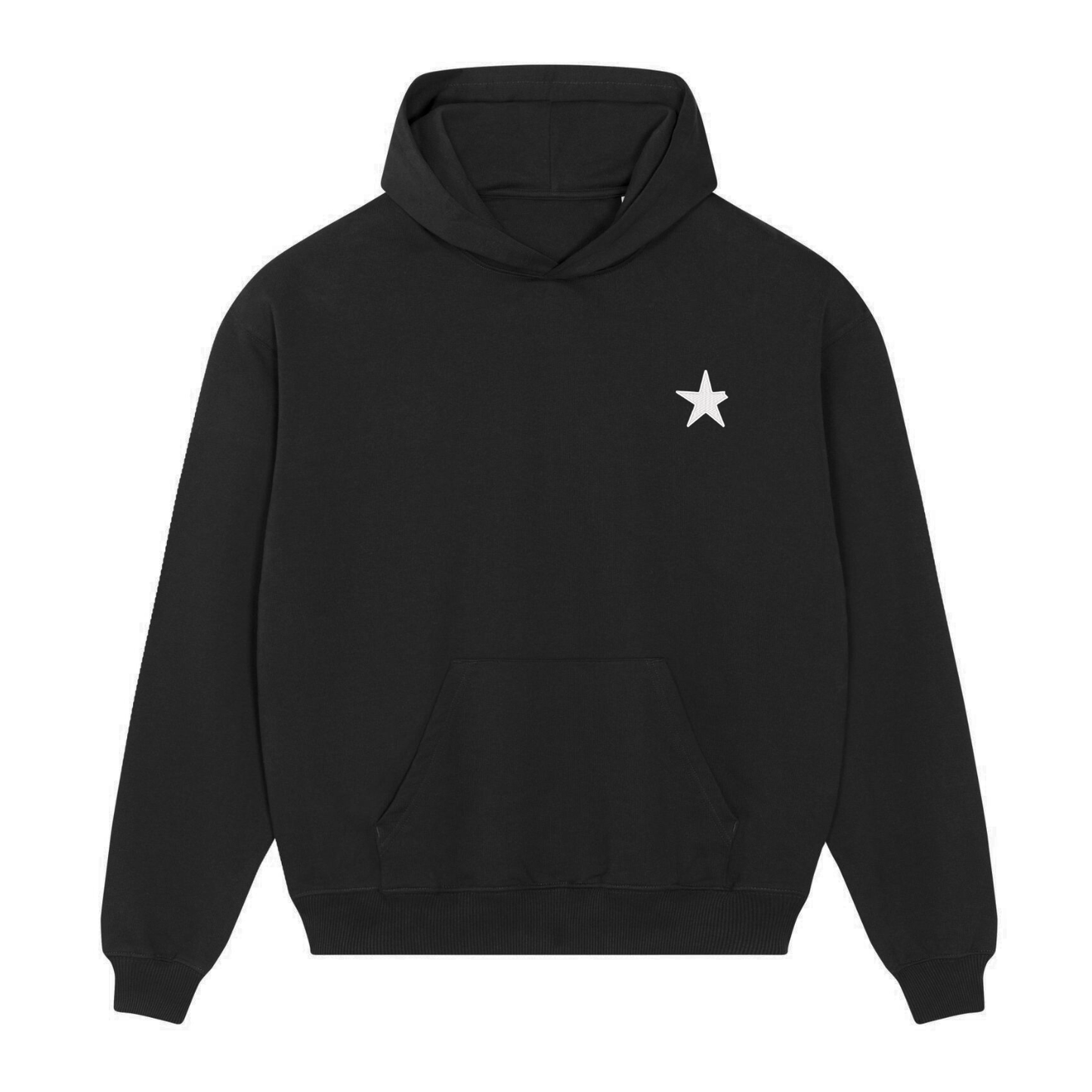 Premium Hoodie 100% Organic Unisex »The Broken Star« vorne hochwertig bestickt, hinten bedruckt