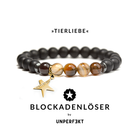 »Tierliebe« Blockadenlöser-Armband aus Achat und Onyx inkl. abgebrochenem Stern