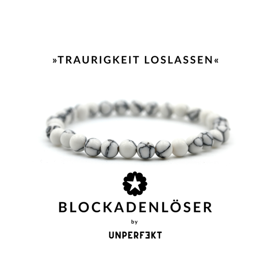 »Traurigkeit loslassen« Blockadenlöser aus echtem weißen Howlith