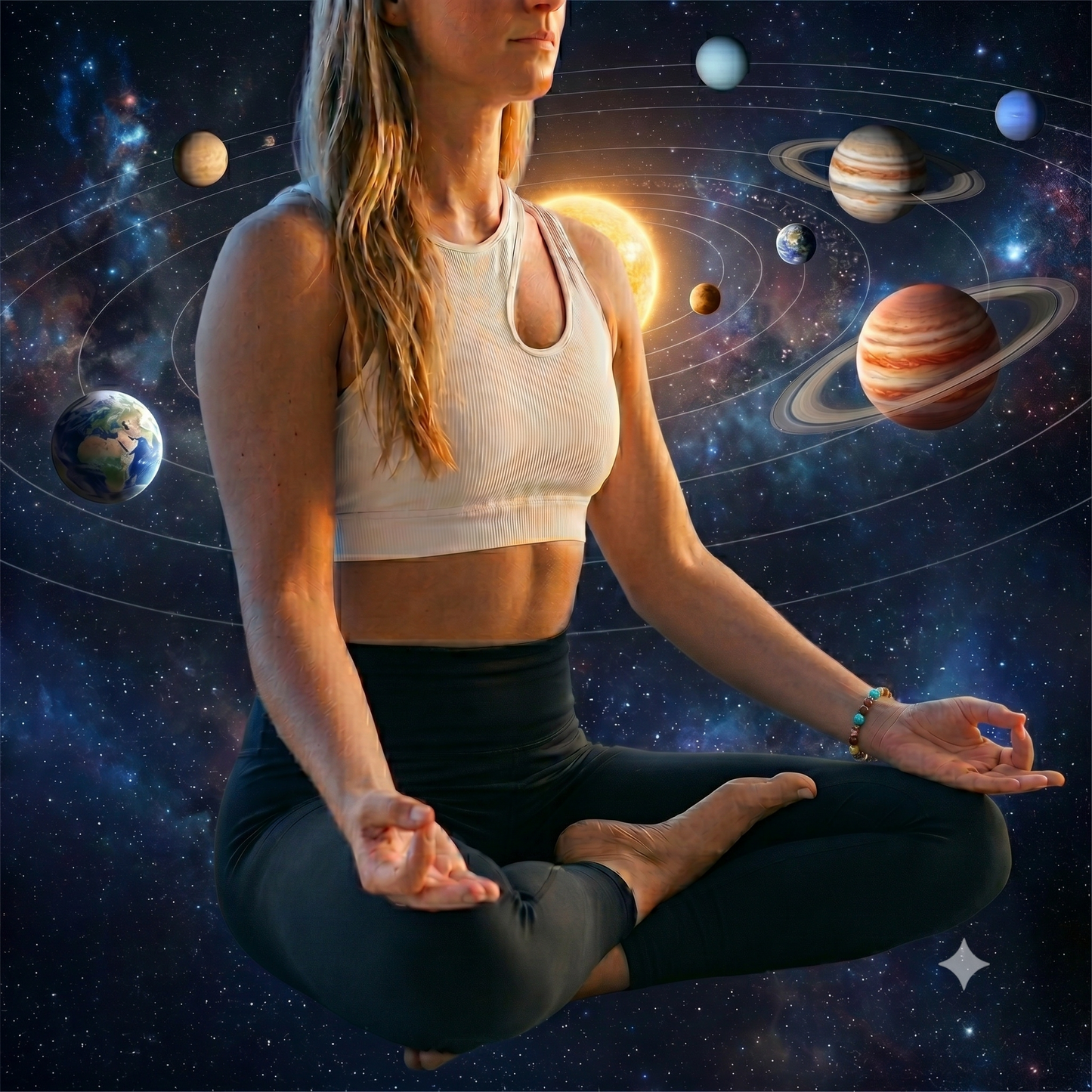 »Trust the Universe« Blockadenlöser-Armband mit allen Planeten inkl. abgebrochenem Stern