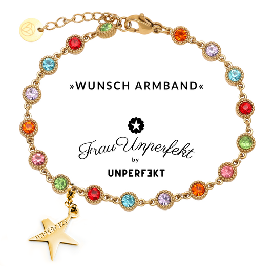 »Wunsch Armband« Wunscharmband 14K vergoldet mit Steinbesatz und abgebrochenem Stern