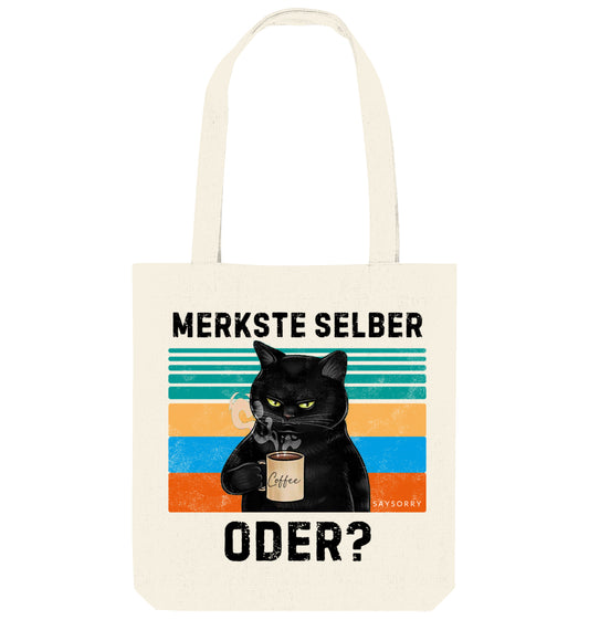 Tote Bag Grumpy Coffee Cat »Merkste selber, oder?«