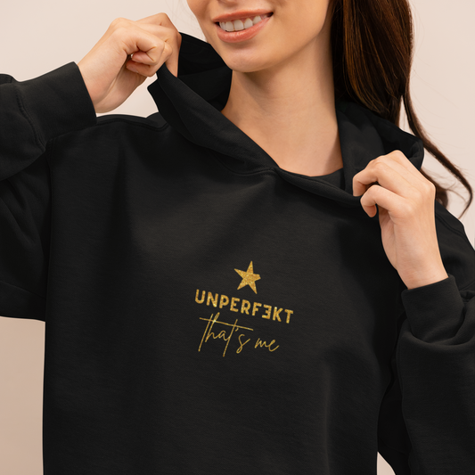 Glitzer Premium Hoodie 100% Organic »Unperfekt that’s me«