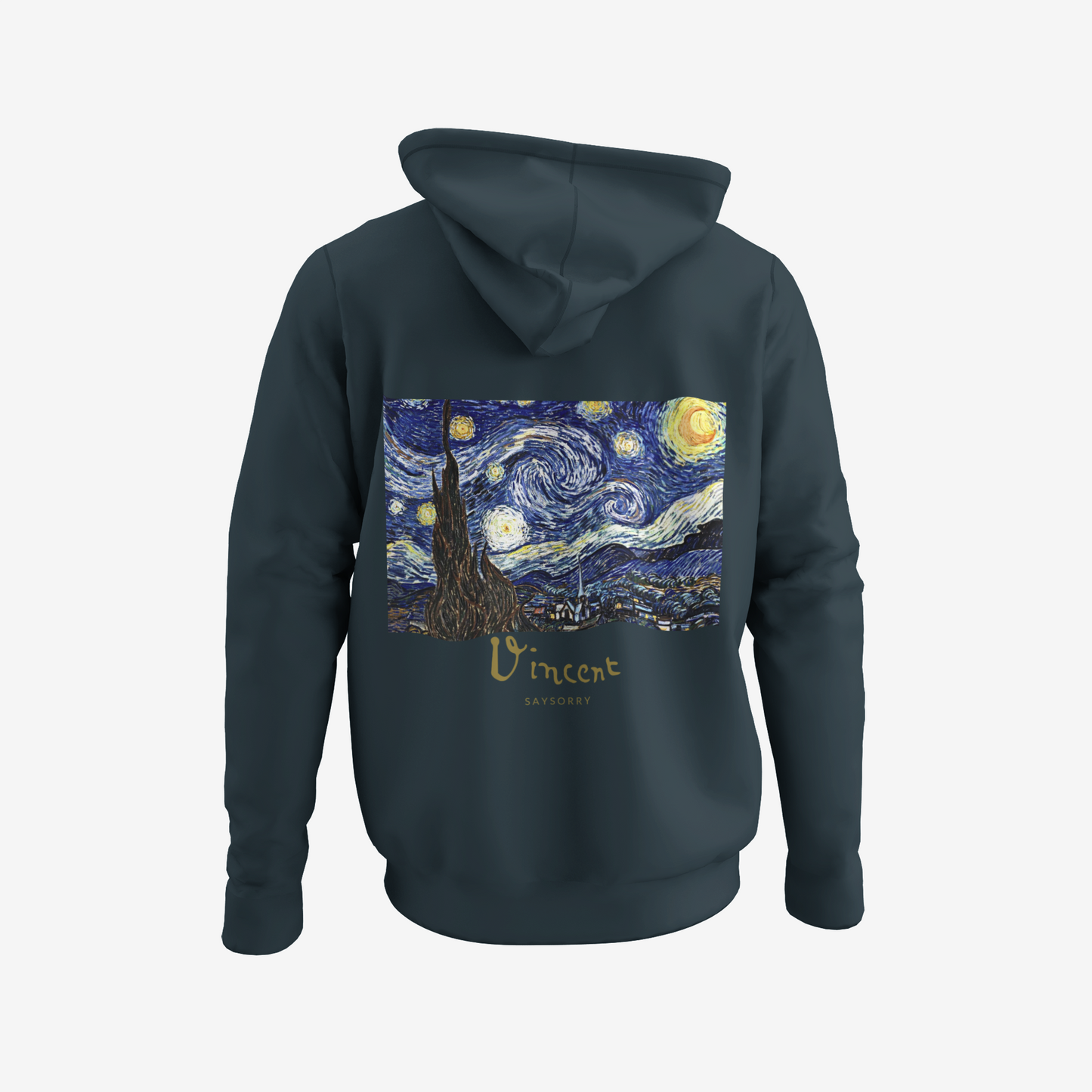 Organic unisex Hoodie »Starry Night by Vincent van Gogh« bestickt