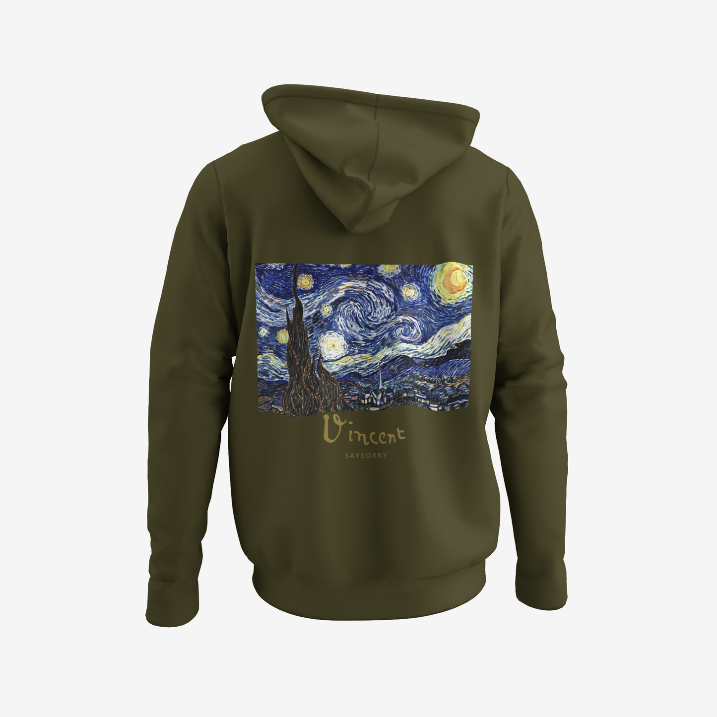 Organic unisex Hoodie »Starry Night by Vincent van Gogh« bestickt