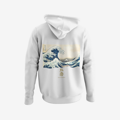 Organic unisex Hoodie »Die große Welle vor Kanagawa by Hokusai« bestickt