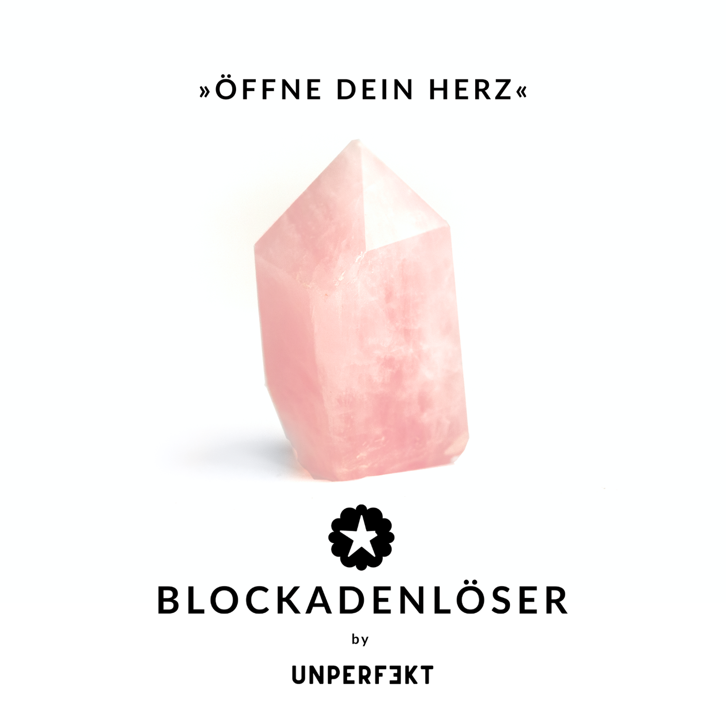 »Öffne Dein Herz« Rosenquarz Naturstein Blockadenlöser inkl. Manifest als Geschenk