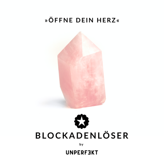 »Öffne Dein Herz« Rosenquarz Naturstein Blockadenlöser inkl. Manifest als Geschenk