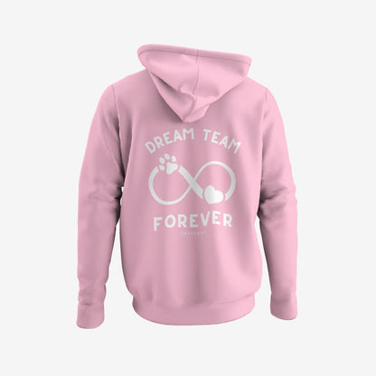 100% Organic unisex Hund-Hoodie in vielen Farben »Dream team Forever« Shirt SAYSORRY Cotton Pink XXS 