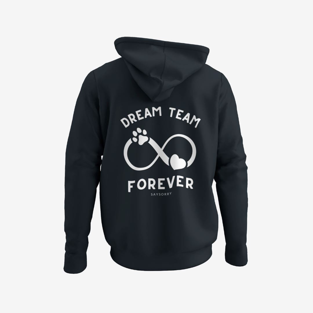 100% Organic unisex Hund-Hoodie in vielen Farben »Dream team Forever« Shirt SAYSORRY India Ink Grey XXS 