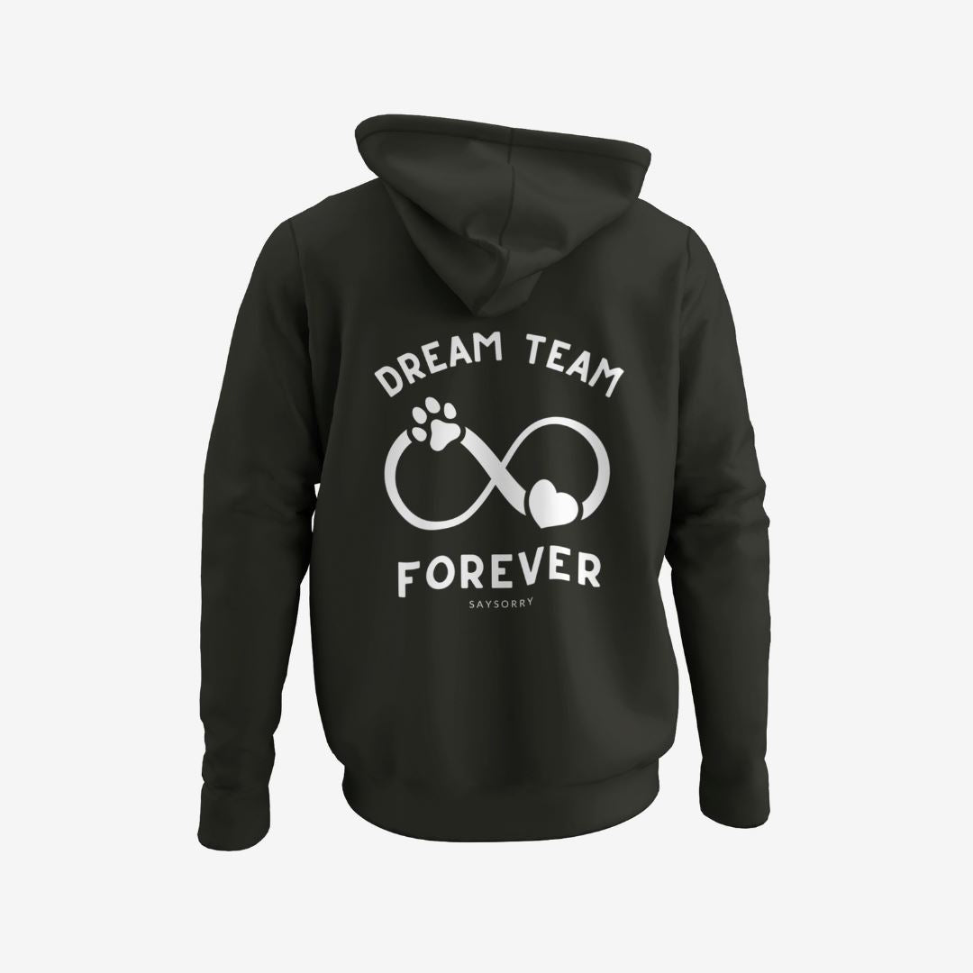 100% Organic unisex Hund-Hoodie in vielen Farben »Dream team Forever« Shirt SAYSORRY Khaki XXS 