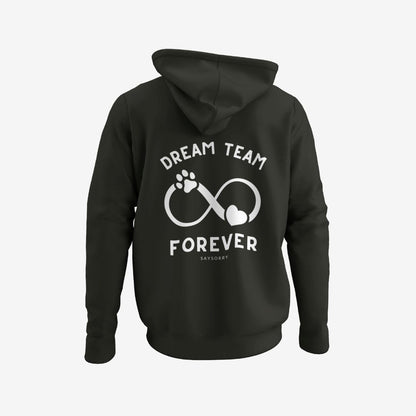 100% Organic unisex Hund-Hoodie in vielen Farben »Dream team Forever« Shirt SAYSORRY Khaki XXS 