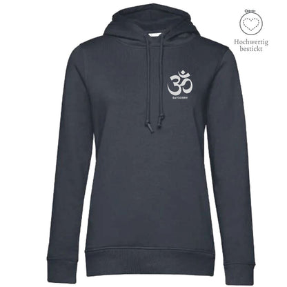 Organic & recycelter Damen Hoodie »OM Zeichen« hochwertig bestickt Shirt SAYSORRY Asphalt XS 